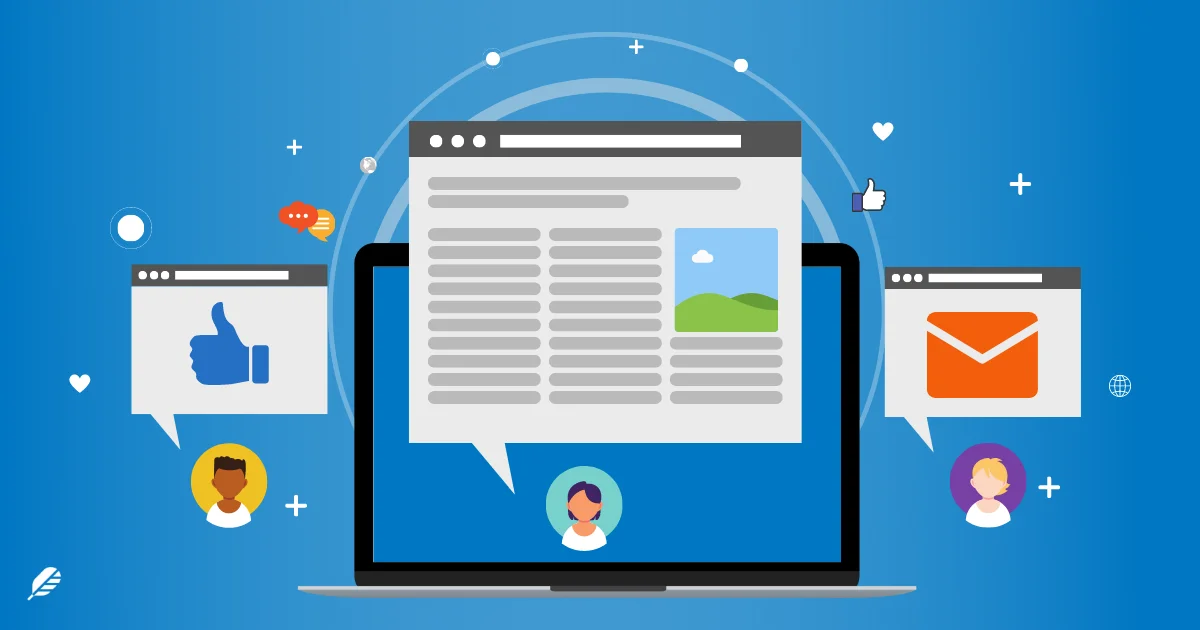Post Relevant And Engaging Content​ Shows three users with conversational bubble on top of their heads showing a like, a mockup of LinkedIn and message box that depicts engaging content